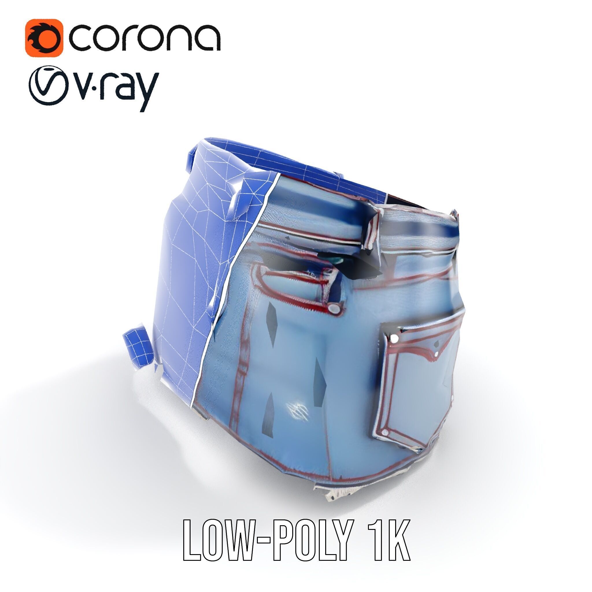 Stylish Denim Skirt Model Pack with Detailed Textures Low-poly 3D model_13