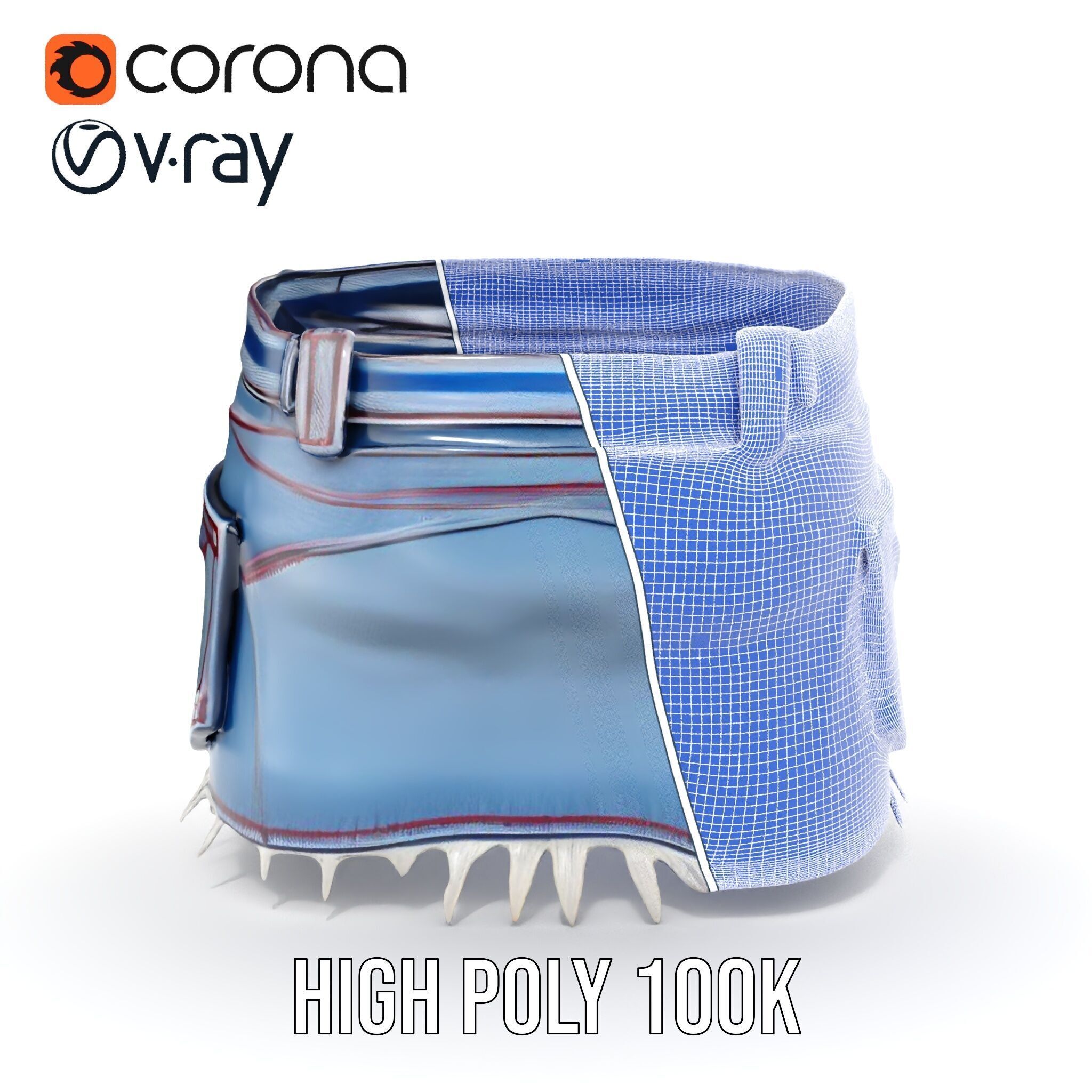 Stylish Denim Skirt Model Pack with Detailed Textures Low-poly 3D model_38