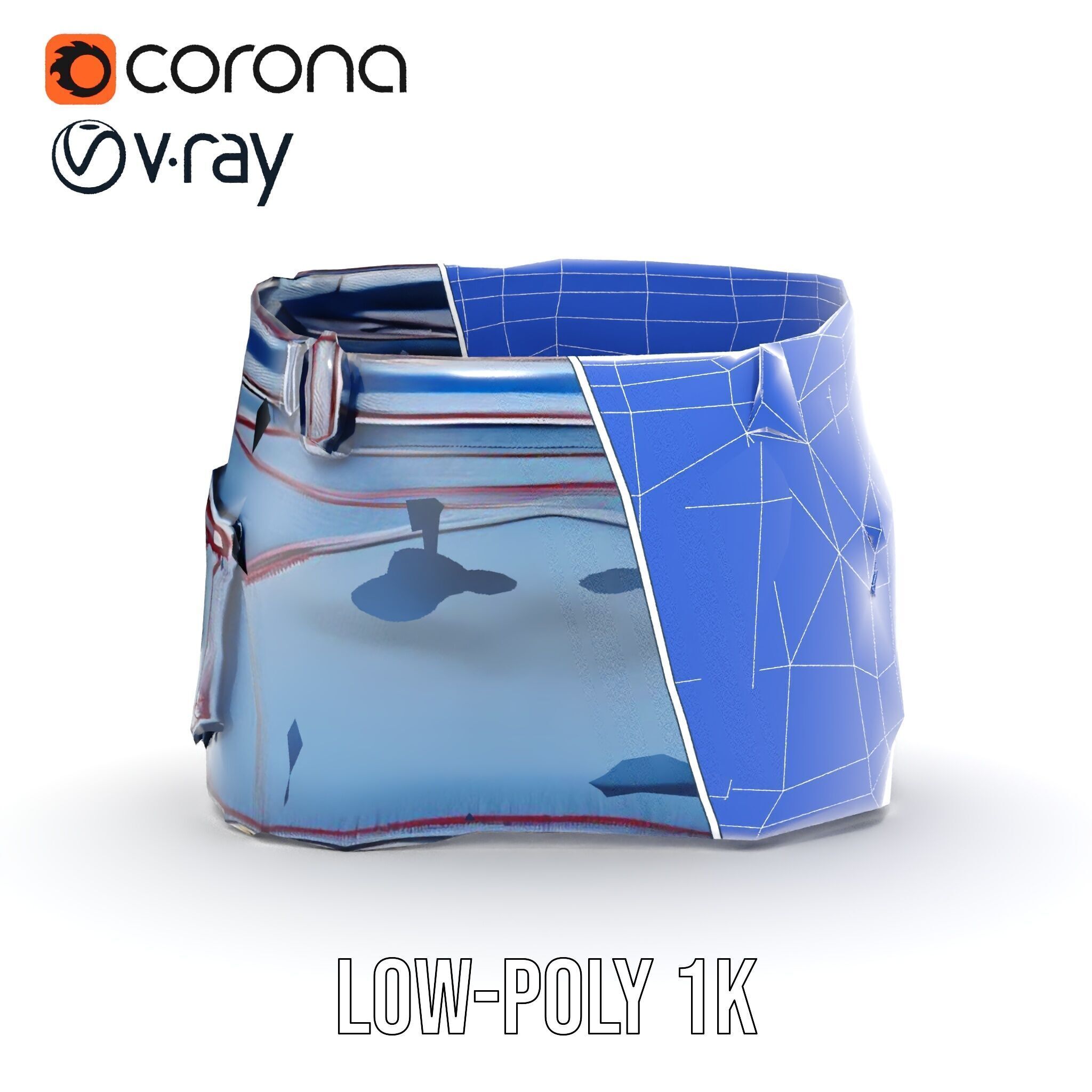 Stylish Denim Skirt Model Pack with Detailed Textures Low-poly 3D model_32