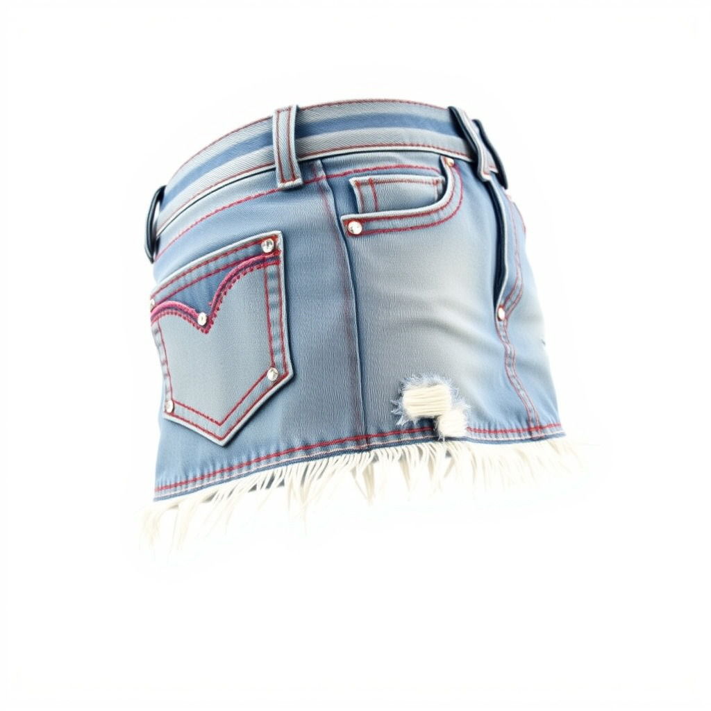 Stylish Denim Skirt Model Pack with Detailed Textures Low-poly 3D model_2