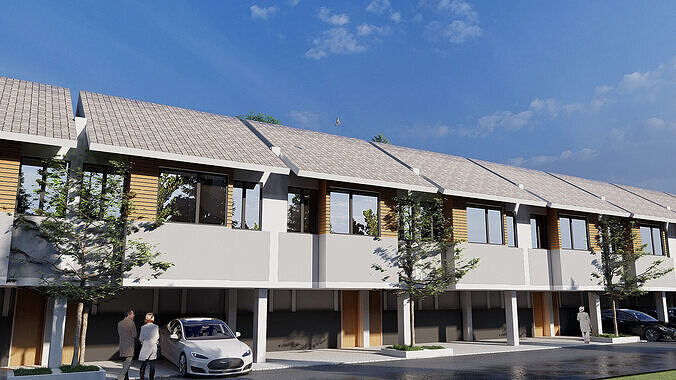 6x11 Two Story Modern House Full Package SketchUp Lumion DWG 3D model
