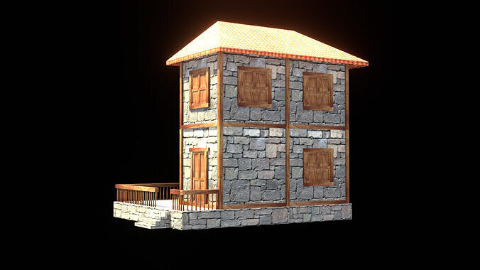 medieval house low poly village town residential house  91 Low-poly 3D model 3