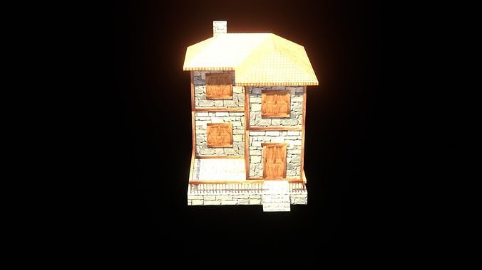 medieval house low poly village town residential house  91 Low-poly 3D model 2