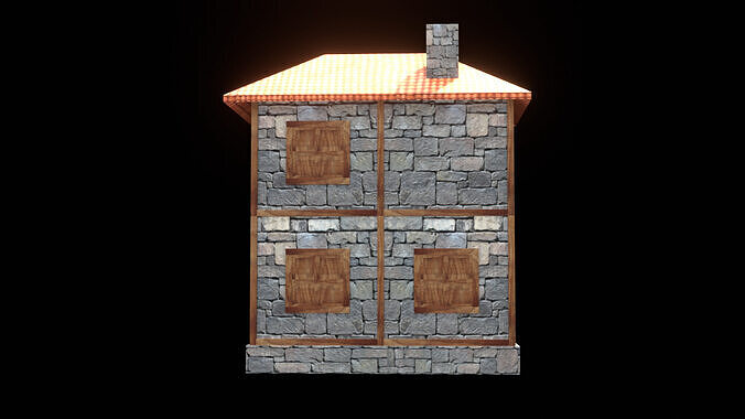 medieval house low poly village town residential house  91 Low-poly 3D model 6