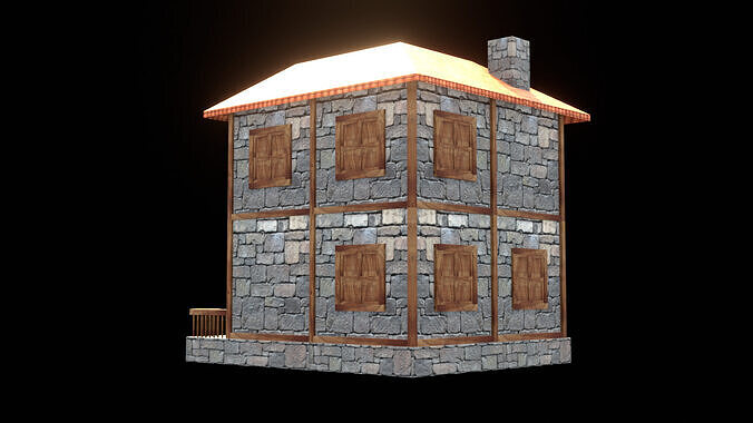 medieval house low poly village town residential house  91 Low-poly 3D model 5