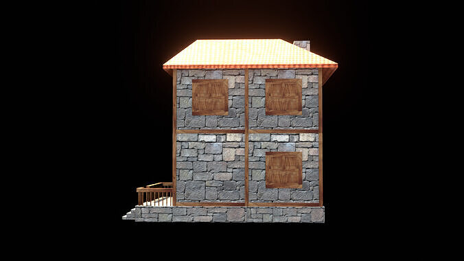 medieval house low poly village town residential house  91 Low-poly 3D model 4
