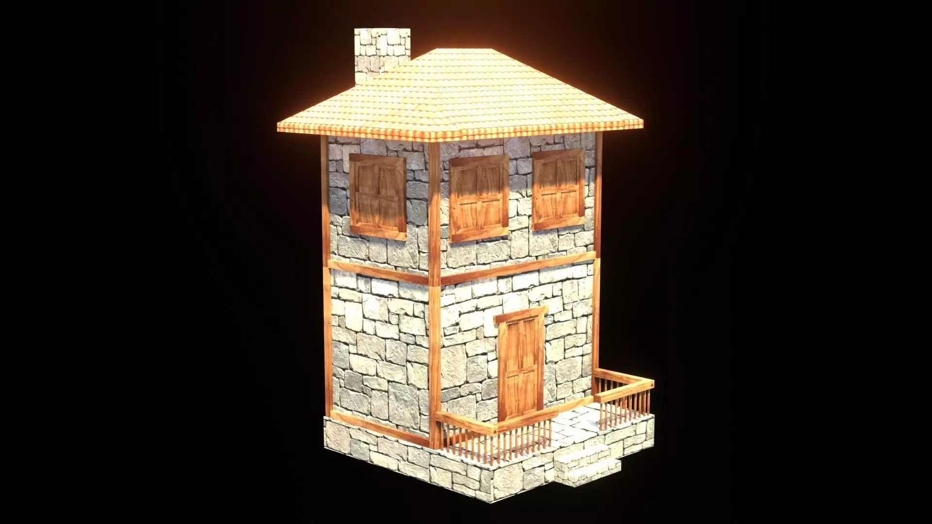 medieval house low poly village town residential house 85 Free low-poly 3D model