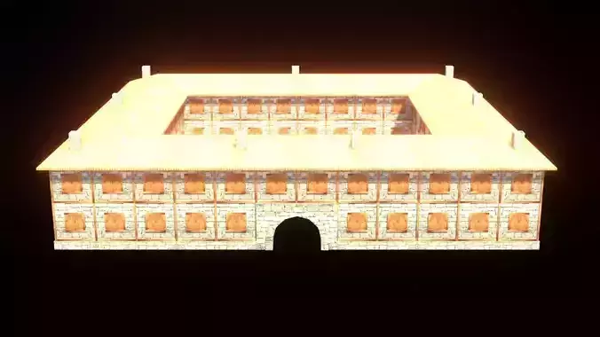 medieval house low poly village town residential house  84