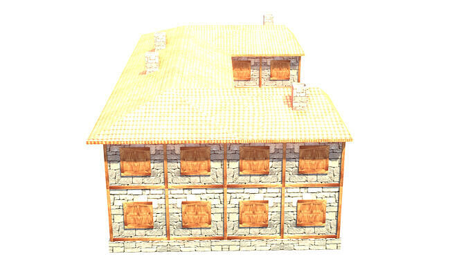 medieval house low poly village town residential house  79 Low-poly 3D model 6