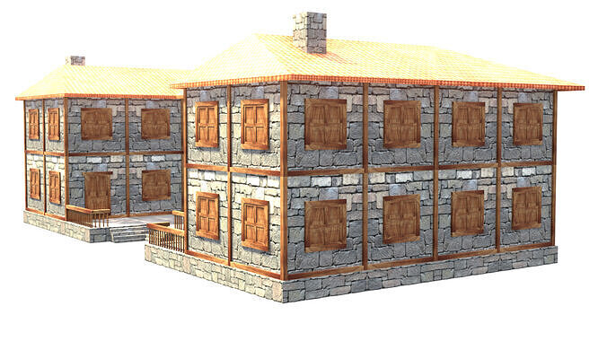 medieval house low poly village town residential house  79 Low-poly 3D model 2