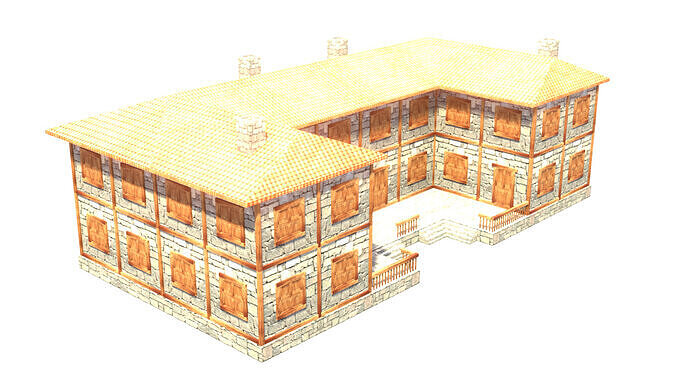 medieval house low poly village town residential house  79 Low-poly 3D model 7