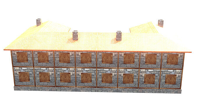 medieval house low poly village town residential house  79 Low-poly 3D model 4