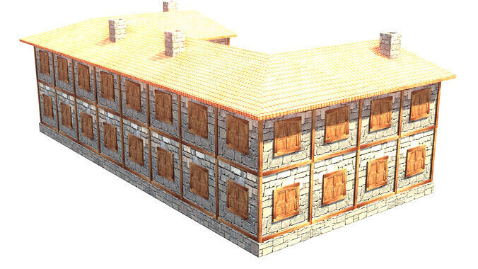 medieval house low poly village town residential house  79 Low-poly 3D model 5