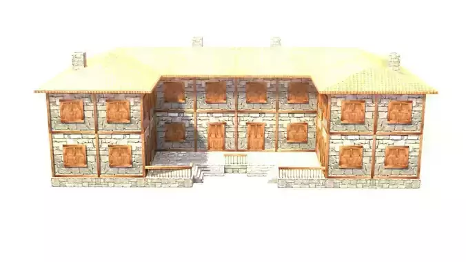 medieval house low poly village town residential house  79 Low-poly 3D model