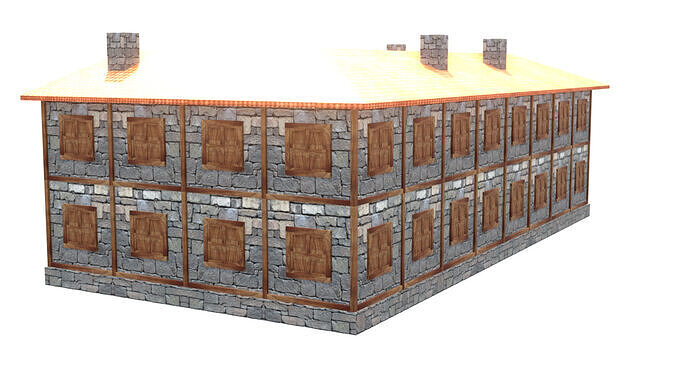 medieval house low poly village town residential house  79 Low-poly 3D model 3