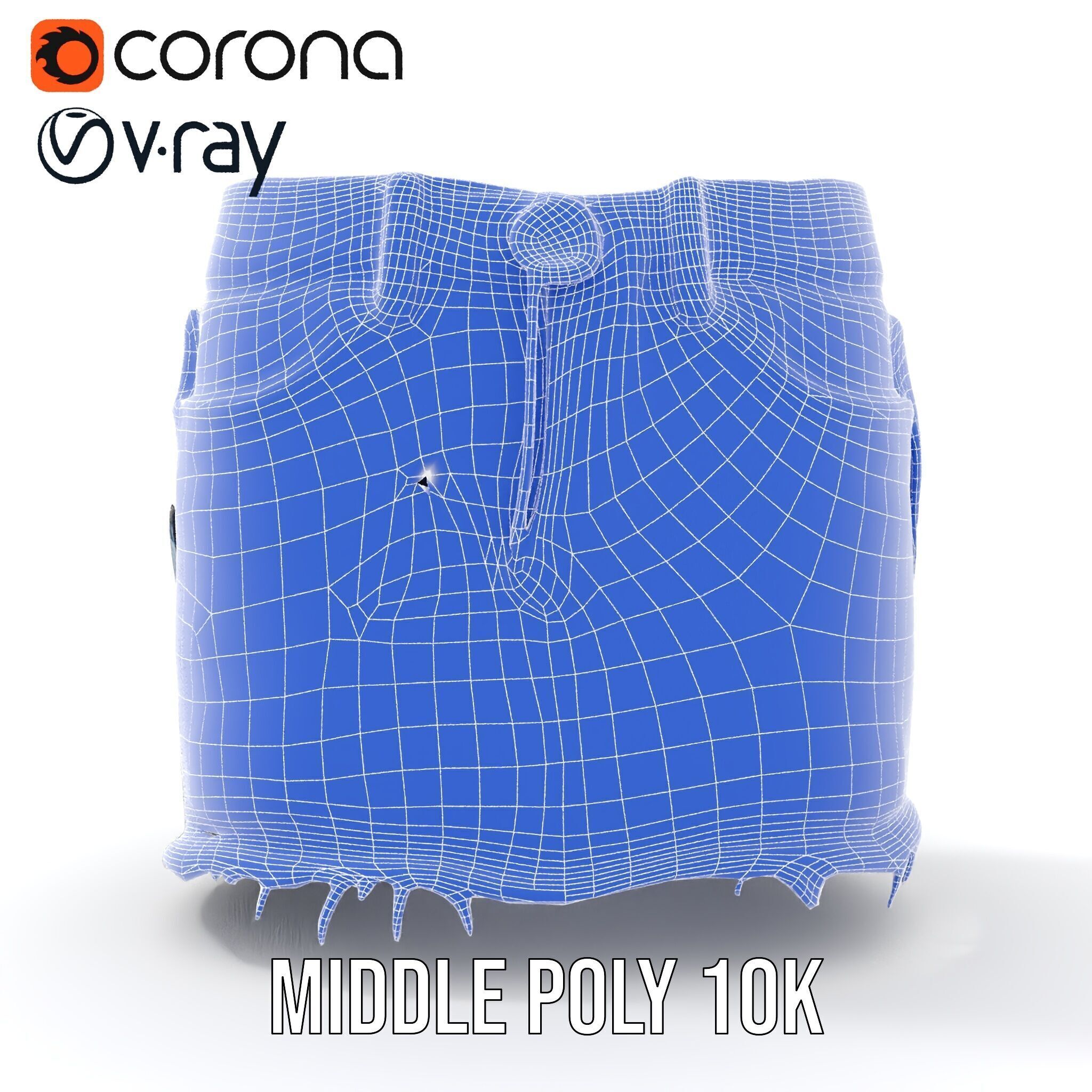 Denim Skirt with Frayed Hem and Studs Model Pack Low-poly 3D model_26