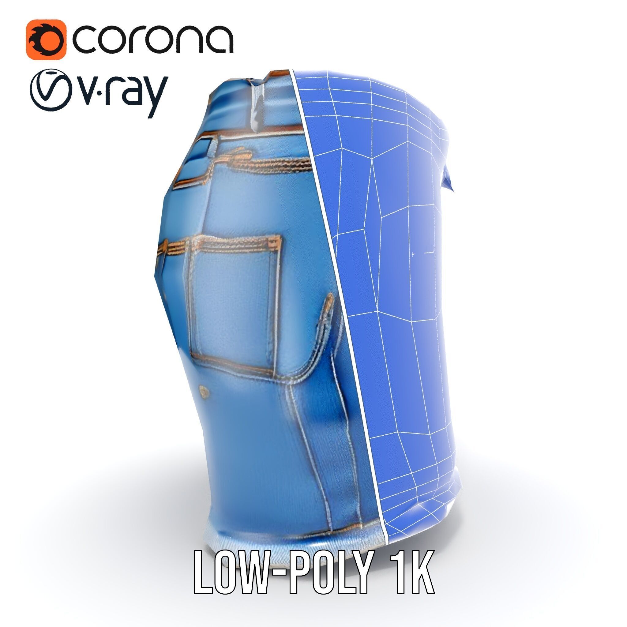 Denim Skirt with Frayed Hem and Studs Model Pack Low-poly 3D model_30