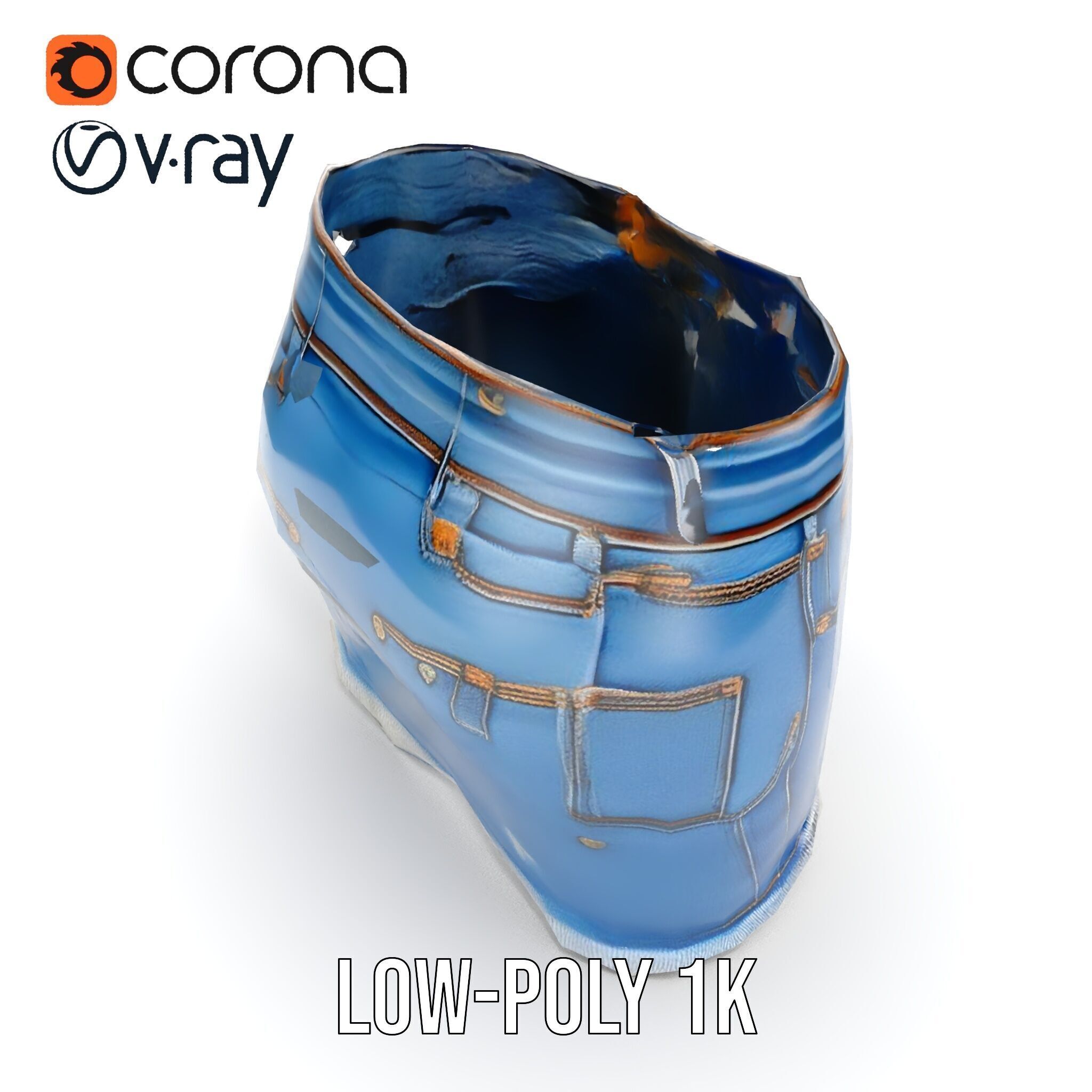 Denim Skirt with Frayed Hem and Studs Model Pack Low-poly 3D model_13