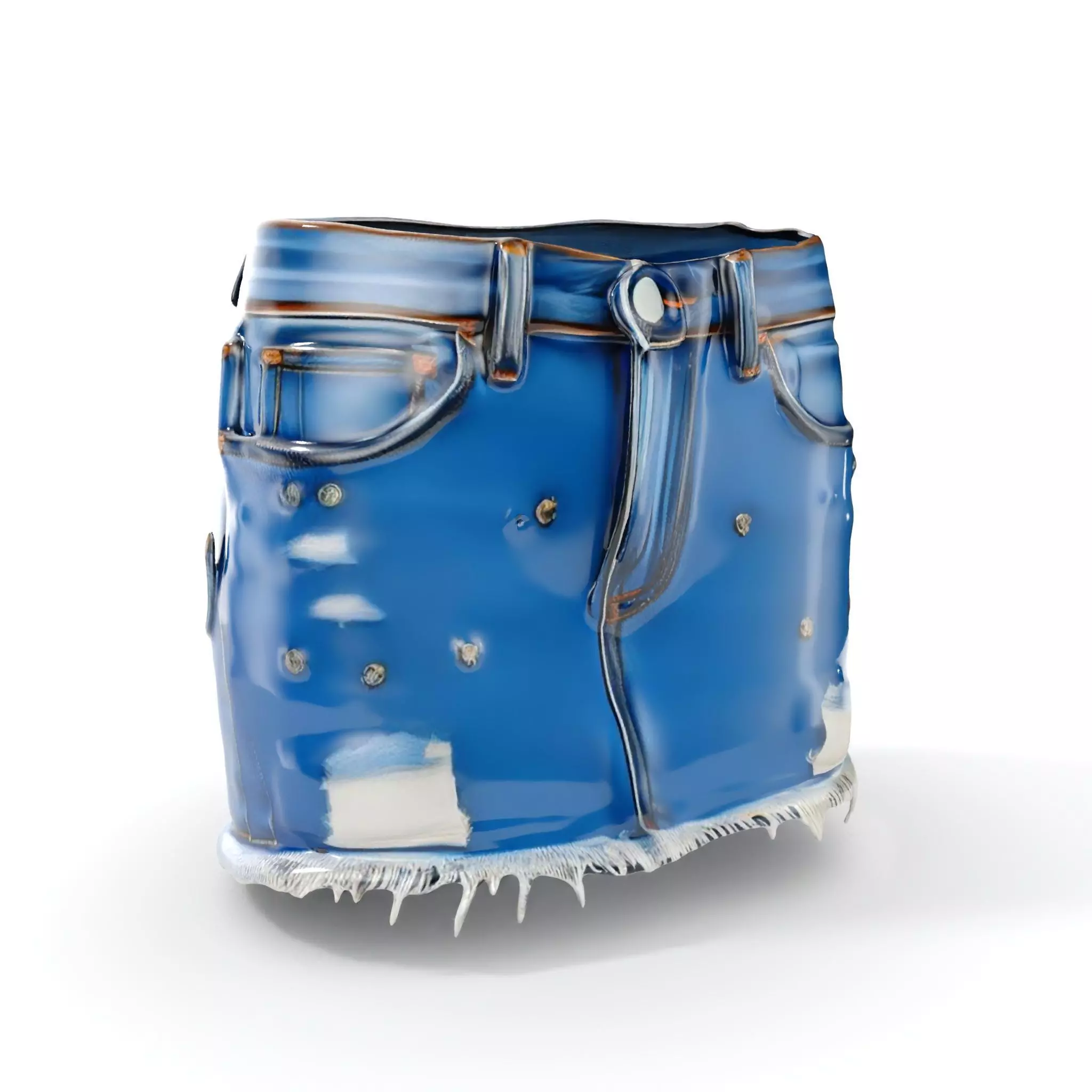 Denim Skirt with Frayed Hem and Studs Model Pack Low-poly 3D model_0
