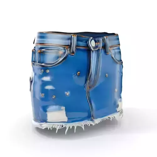 Denim Skirt with Frayed Hem and Studs Model Pack Low-poly 3D model