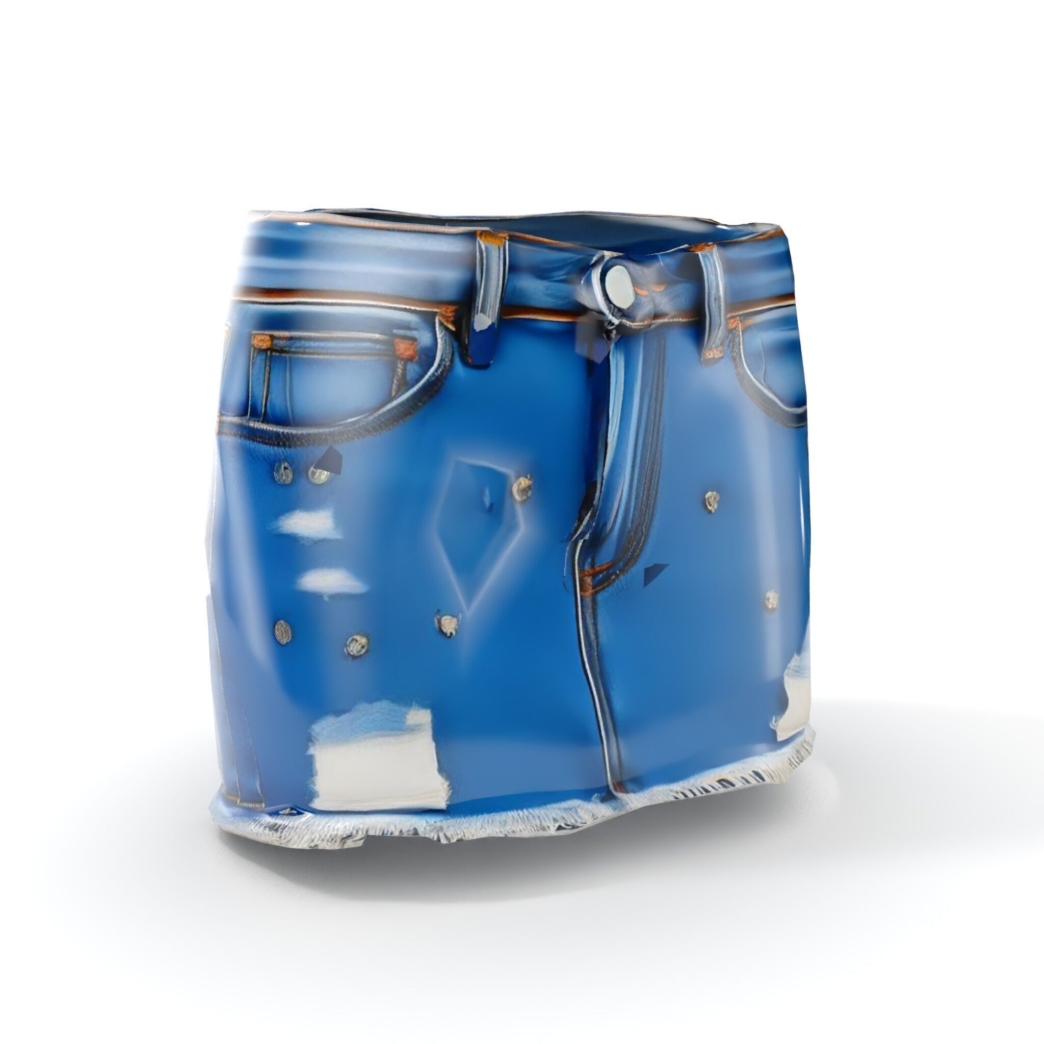 Denim Skirt with Frayed Hem and Studs Model Pack Low-poly 3D model_7