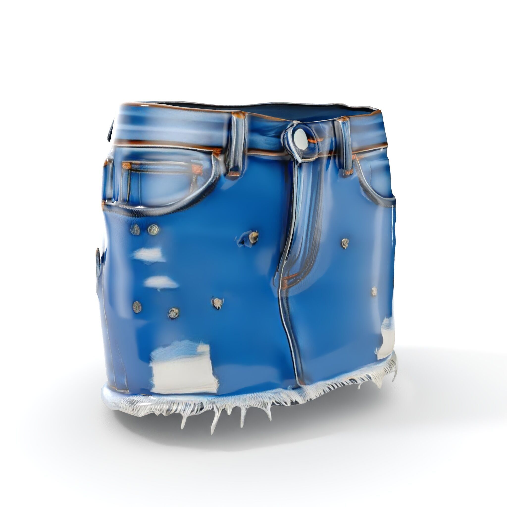 Denim Skirt with Frayed Hem and Studs Model Pack Low-poly 3D model_12