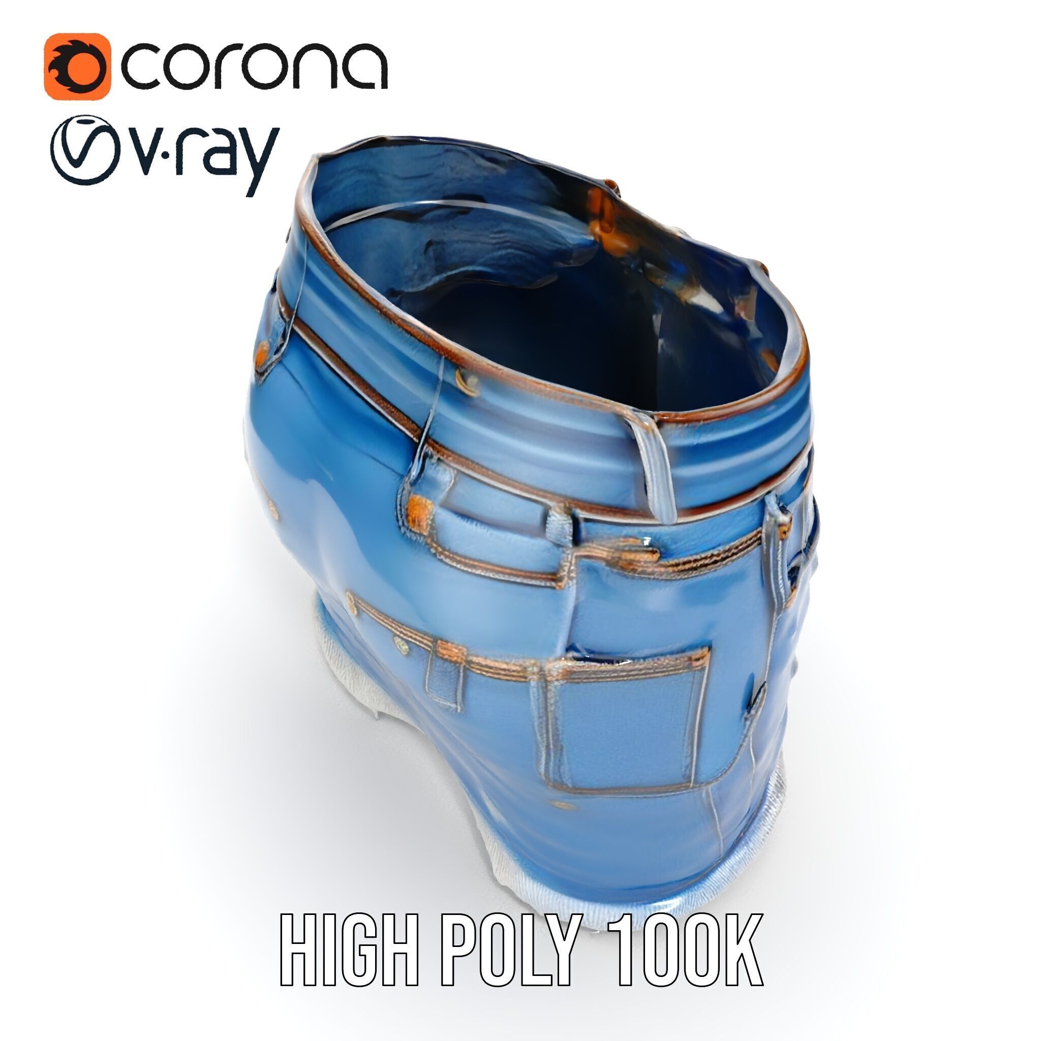 Denim Skirt with Frayed Hem and Studs Model Pack Low-poly 3D model_22