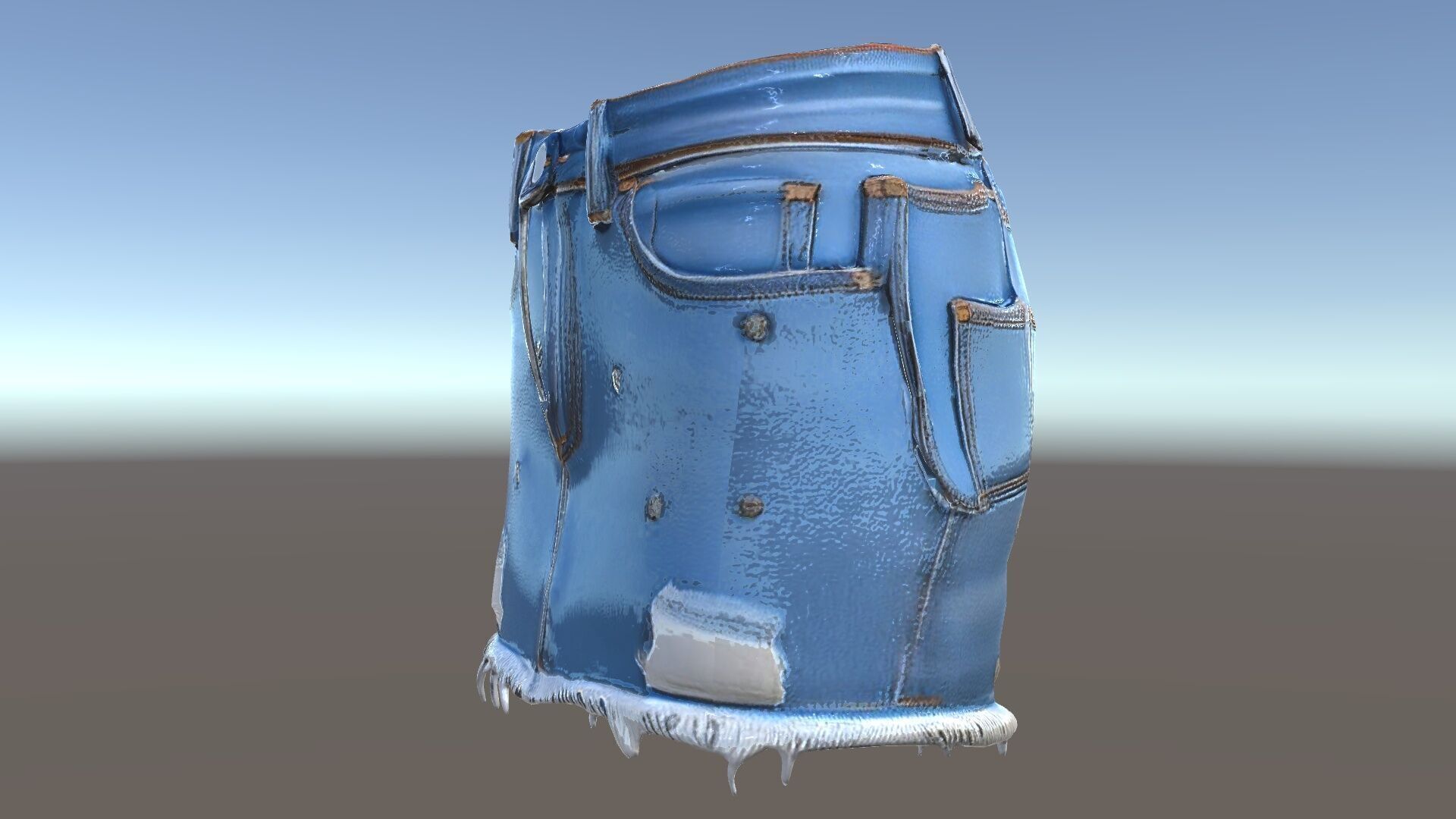 Denim Skirt with Frayed Hem and Studs Model Pack Low-poly 3D model_34