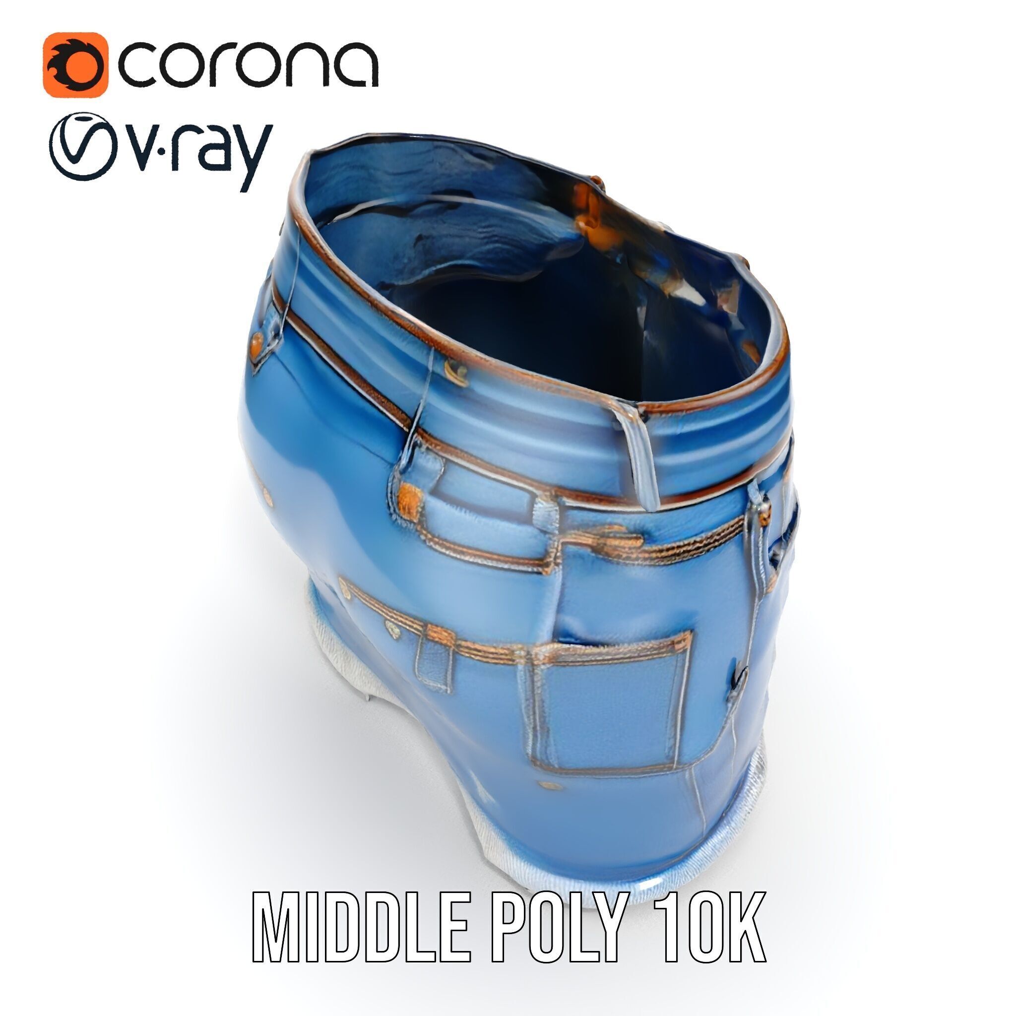 Denim Skirt with Frayed Hem and Studs Model Pack Low-poly 3D model_9