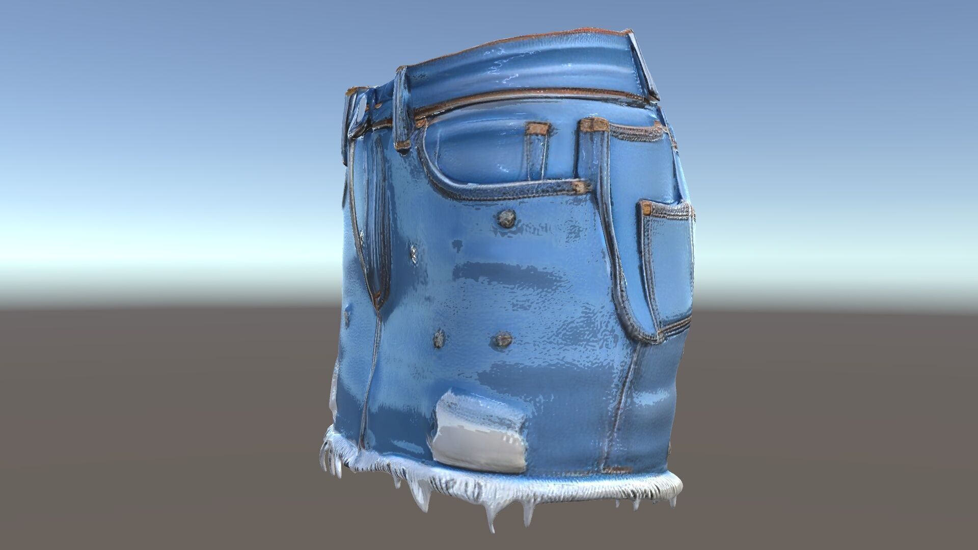 Denim Skirt with Frayed Hem and Studs Model Pack Low-poly 3D model_5
