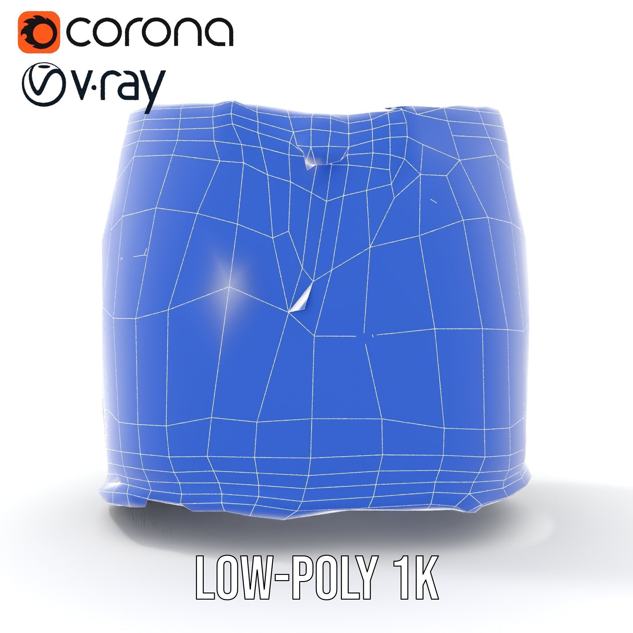 Denim Skirt with Frayed Hem and Studs Model Pack Low-poly 3D model_27