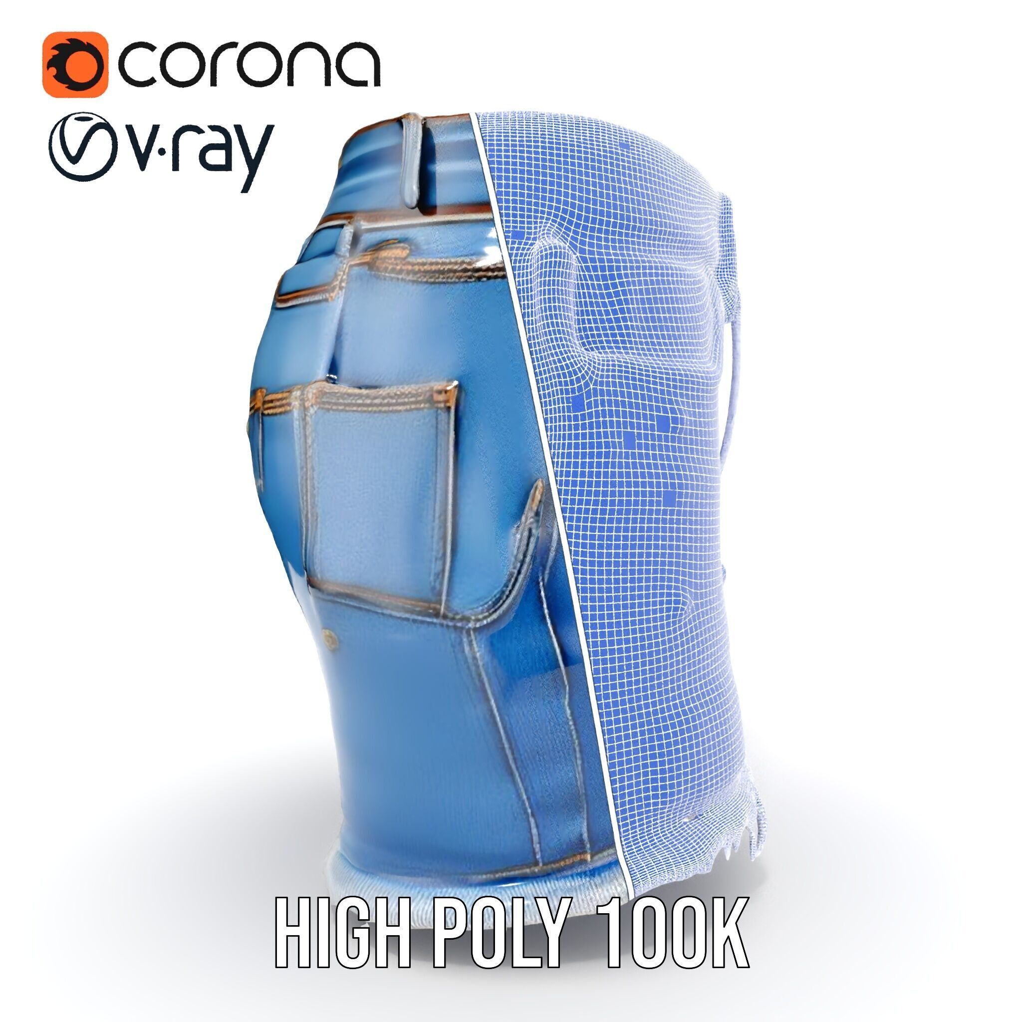 Denim Skirt with Frayed Hem and Studs Model Pack Low-poly 3D model_38