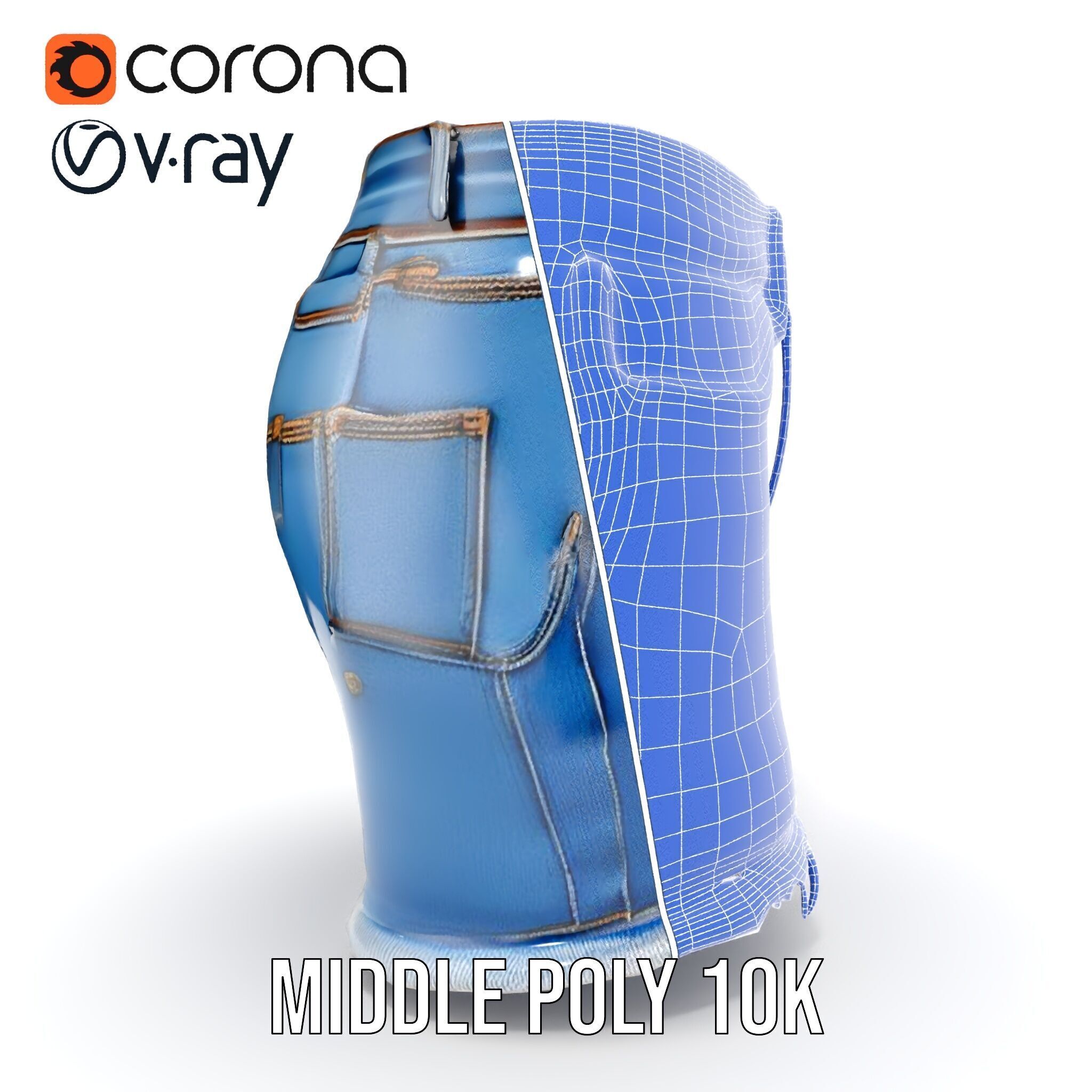 Denim Skirt with Frayed Hem and Studs Model Pack Low-poly 3D model_31