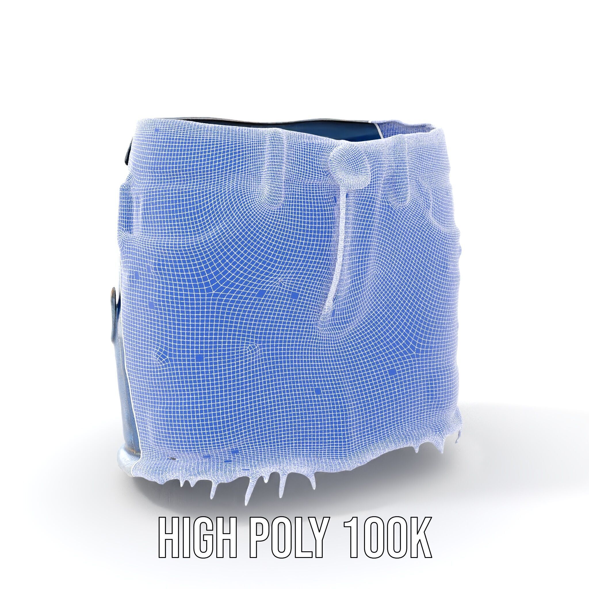 Denim Skirt with Frayed Hem and Studs Model Pack Low-poly 3D model_4
