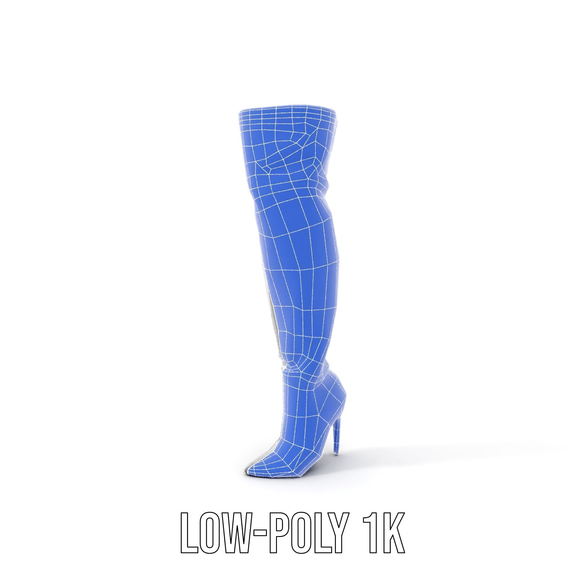 Thigh High Leather Boot D Model Pack Low-poly 3D model_28