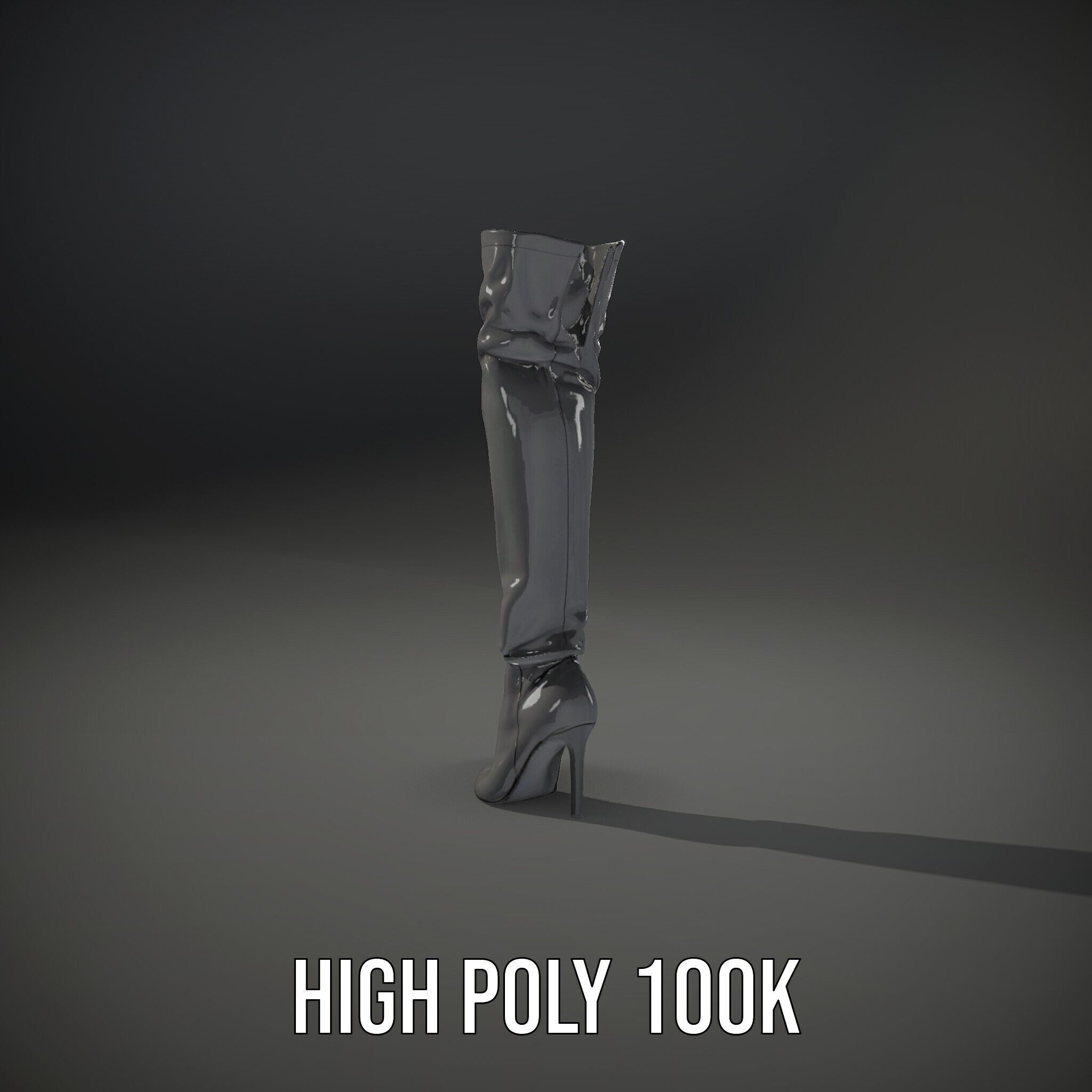 Thigh High Leather Boot D Model Pack Low-poly 3D model_14