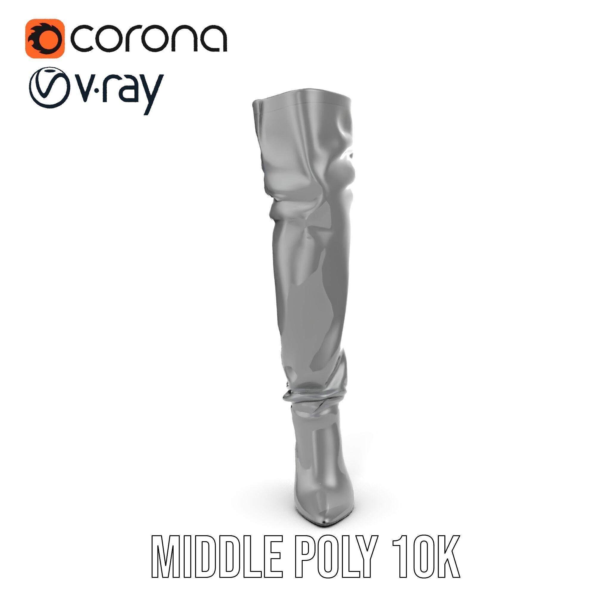 Thigh High Leather Boot D Model Pack Low-poly 3D model_17