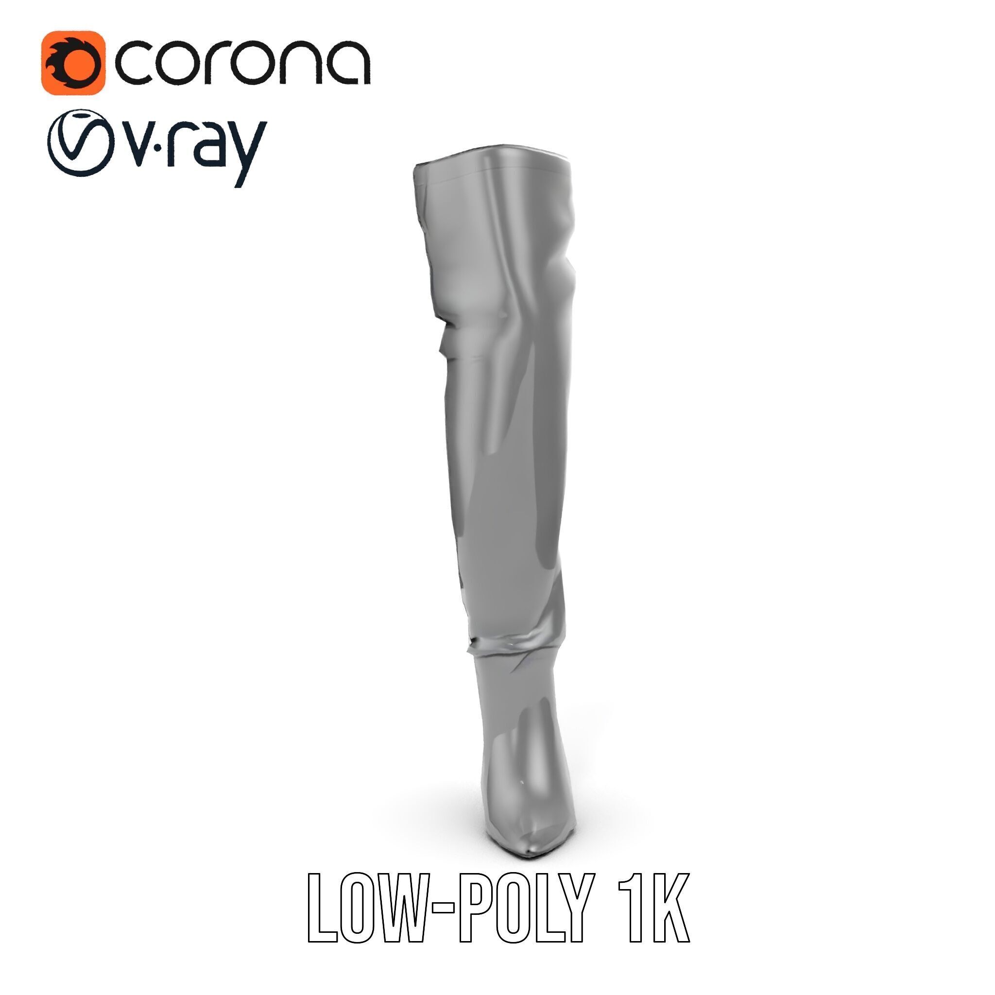 Thigh High Leather Boot D Model Pack Low-poly 3D model_22