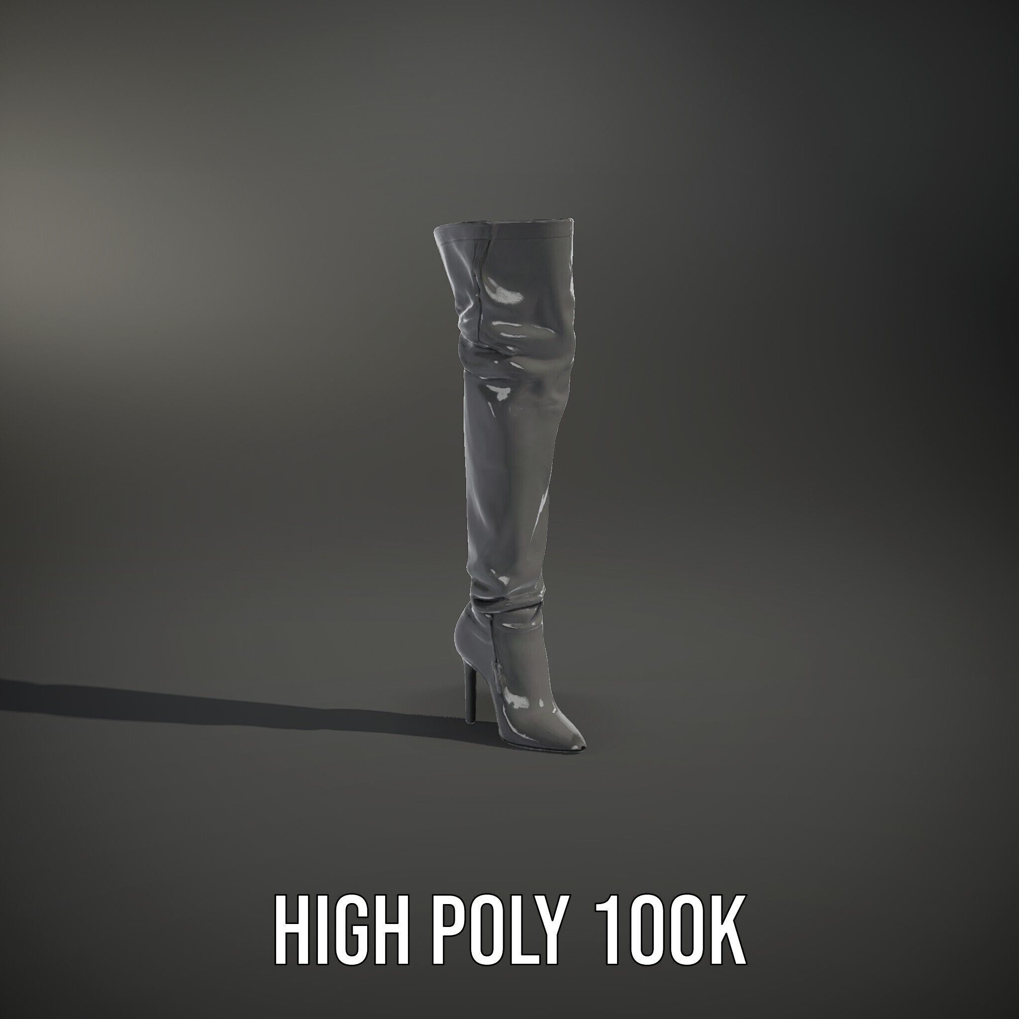 Thigh High Leather Boot D Model Pack Low-poly 3D model_8