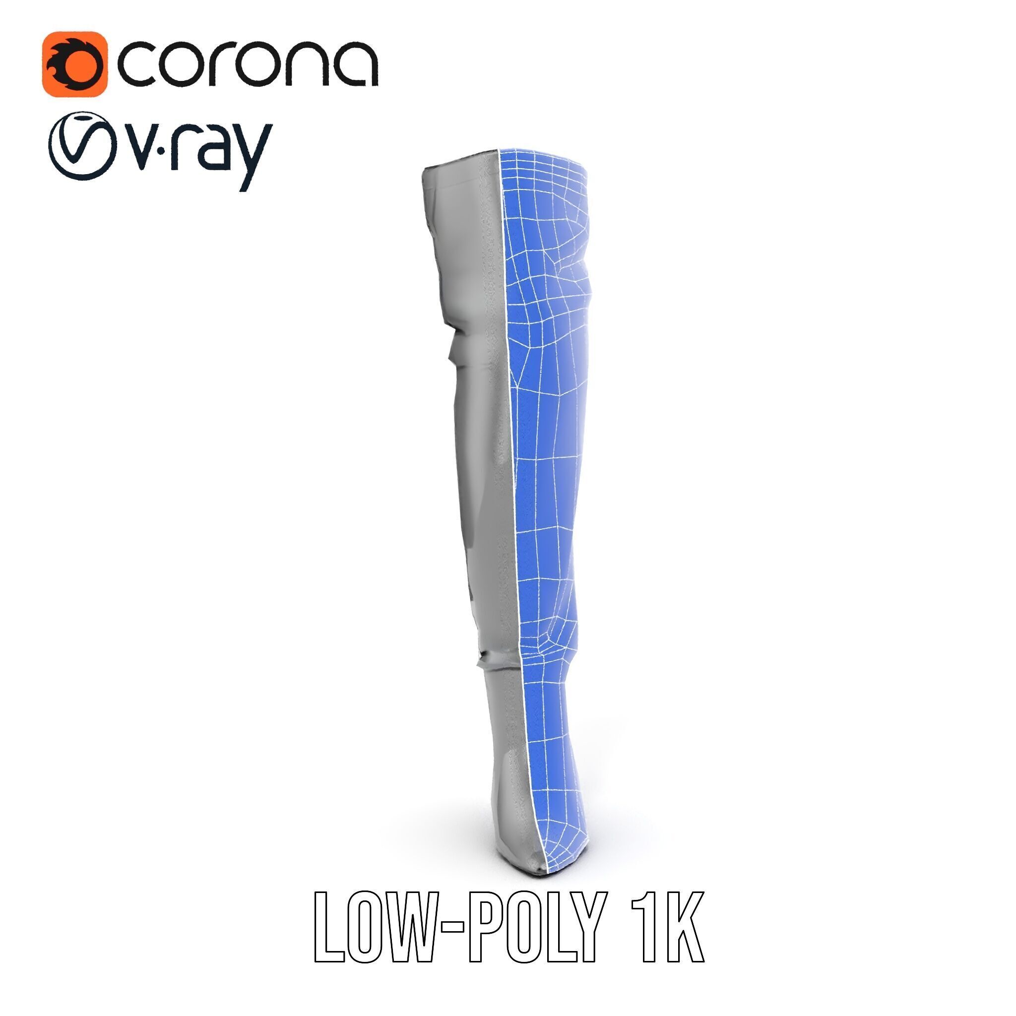 Thigh High Leather Boot D Model Pack Low-poly 3D model_13