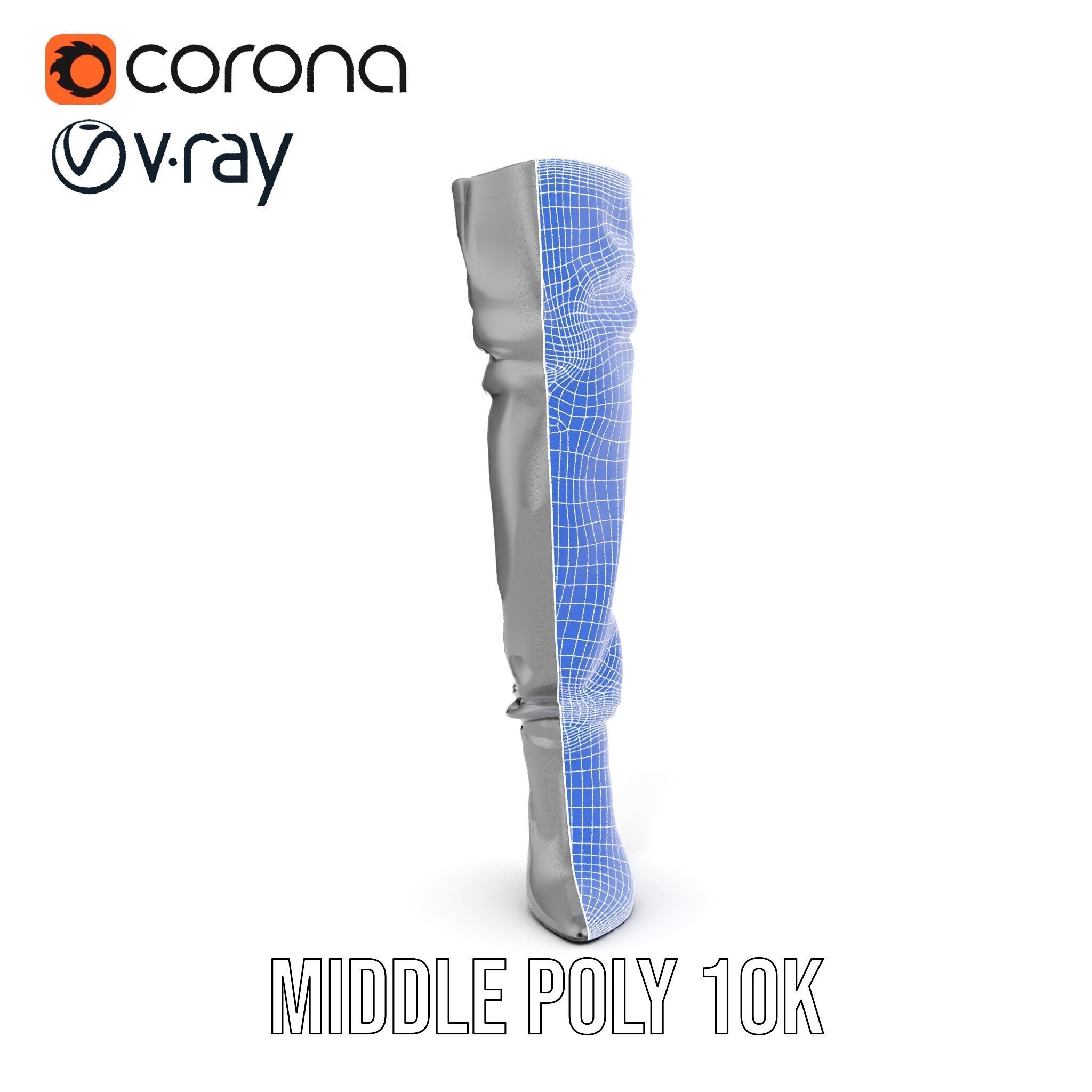 Thigh High Leather Boot D Model Pack Low-poly 3D model_30