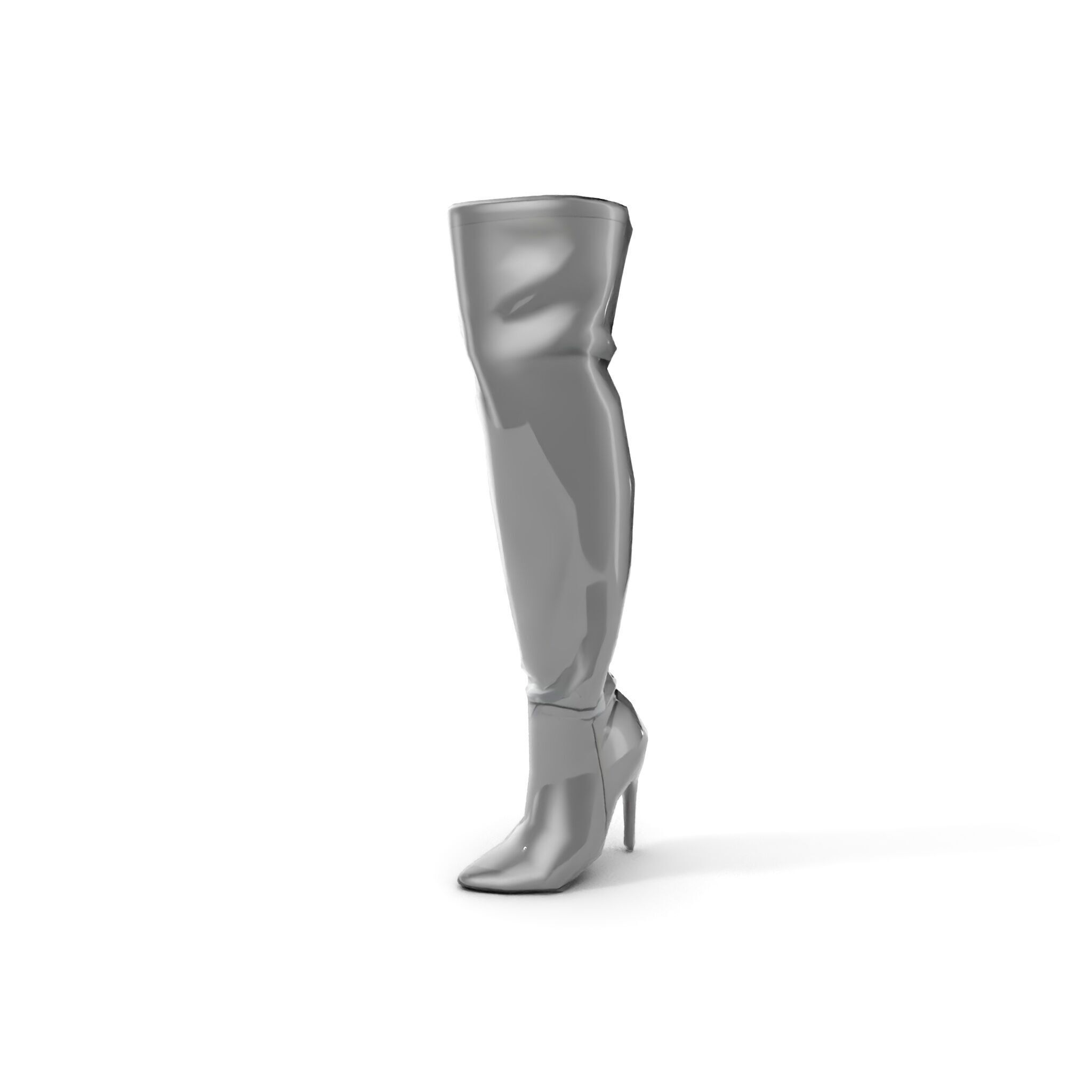 Thigh High Leather Boot D Model Pack Low-poly 3D model_7