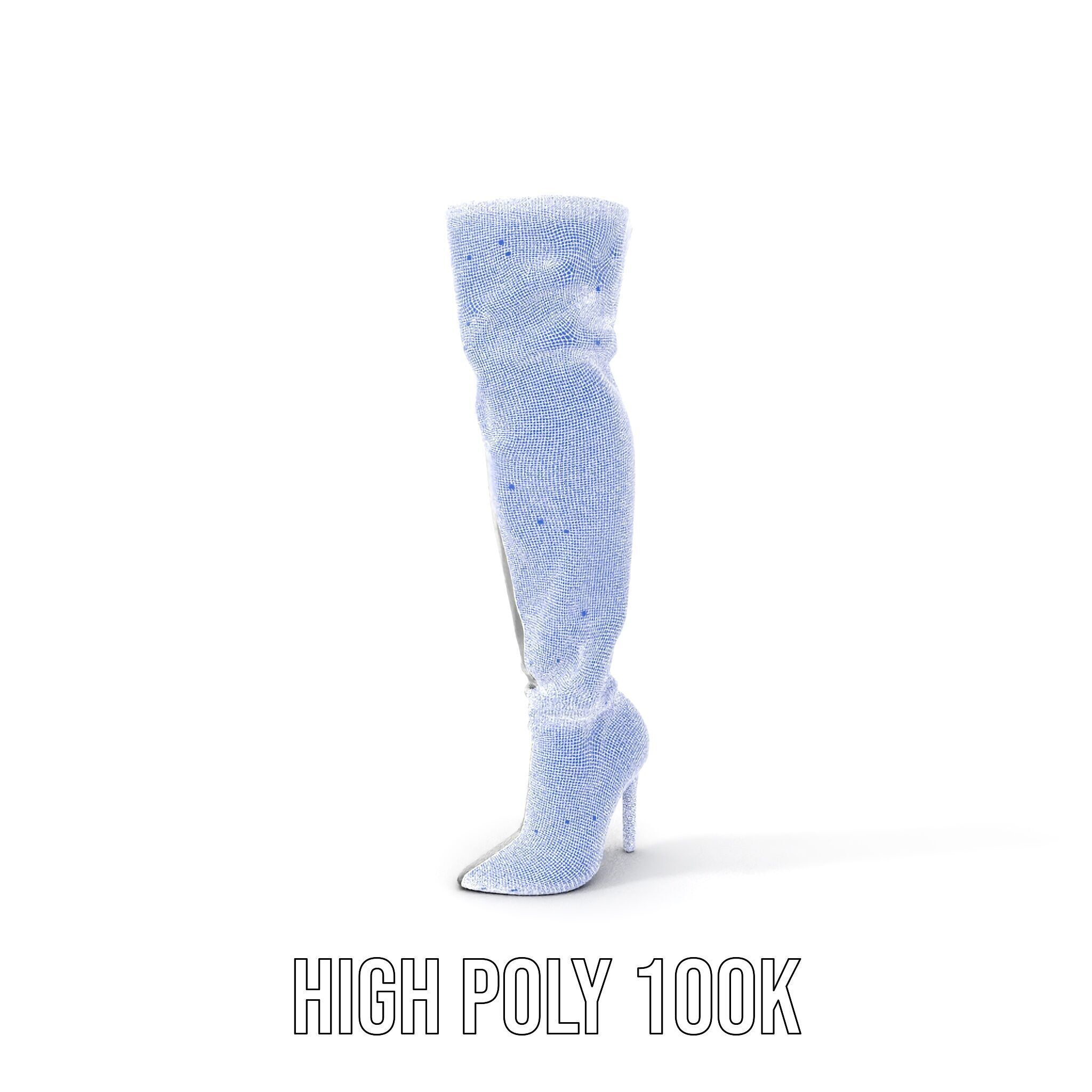 Thigh High Leather Boot D Model Pack Low-poly 3D model_4