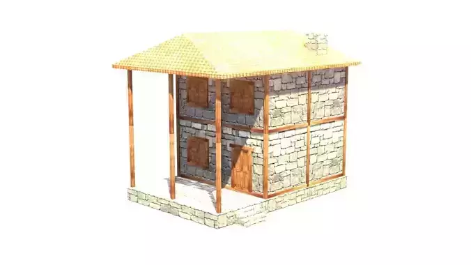 medieval house low poly village town residential house  69