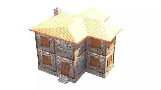 medieval house low poly village town residential house  65 Low-poly 3D model