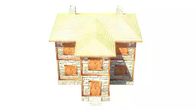 medieval house low poly village town residential house  64