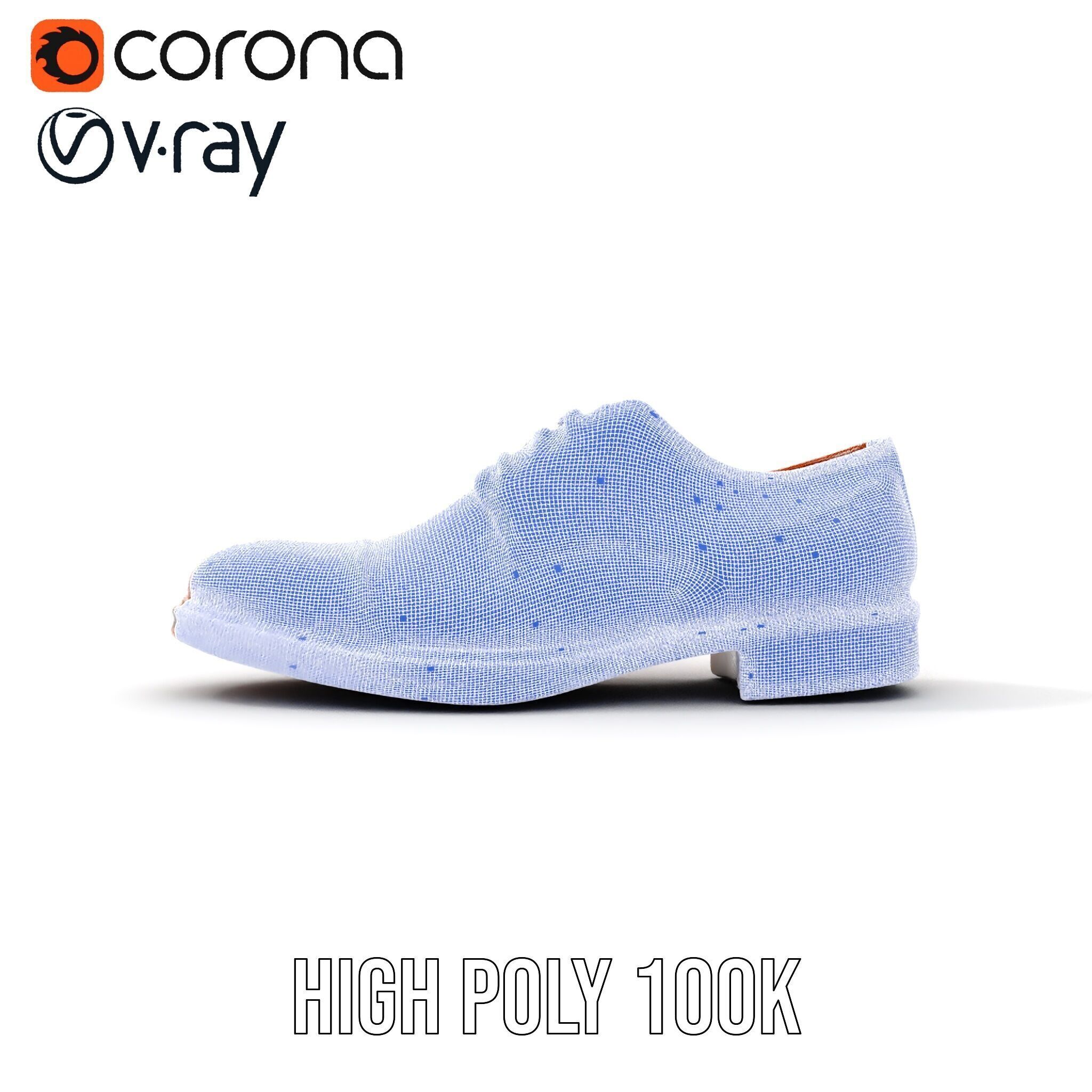 Leather Oxford Shoe D Model Pack Low-poly 3D model_36