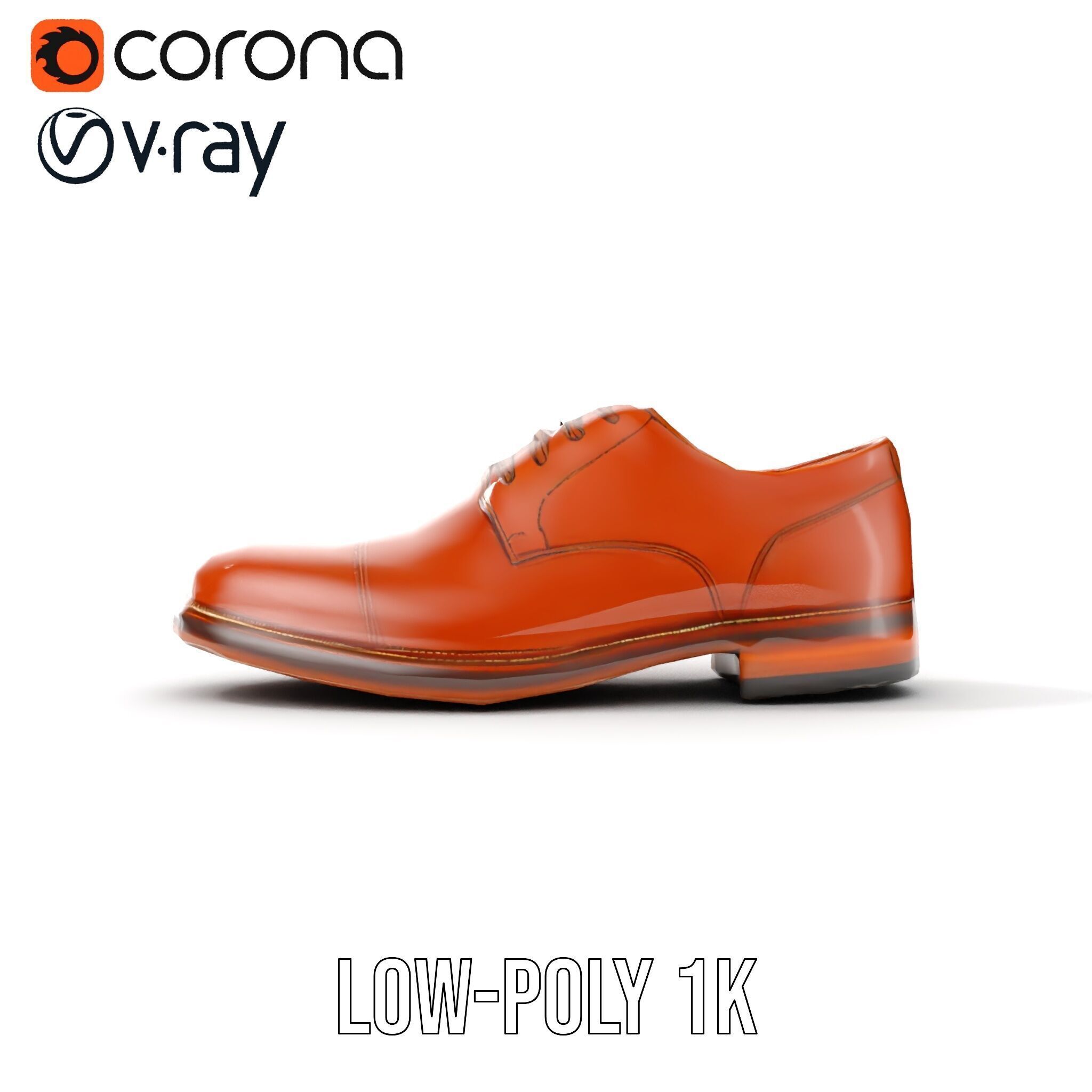 Leather Oxford Shoe D Model Pack Low-poly 3D model_7