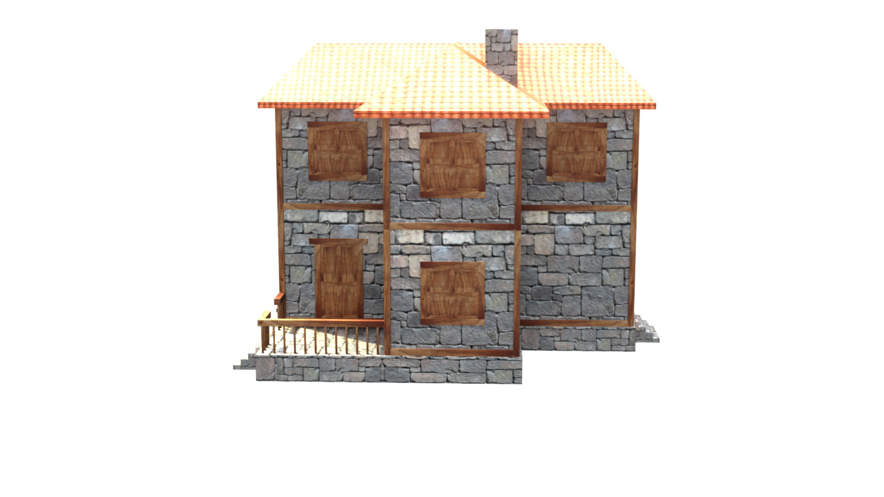 medieval house low poly village town residential house  62 Low-poly 3D model_6