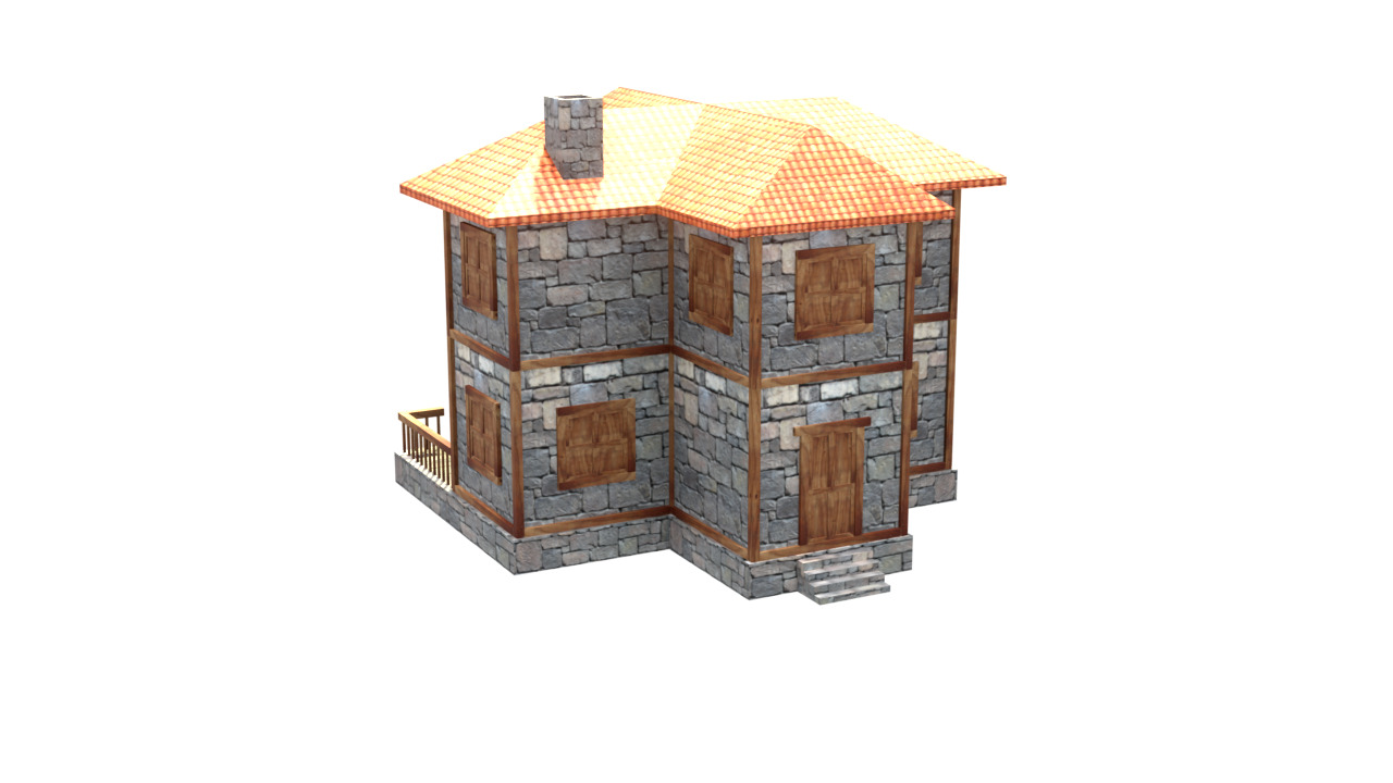 medieval house low poly village town residential house  62 Low-poly 3D model_8